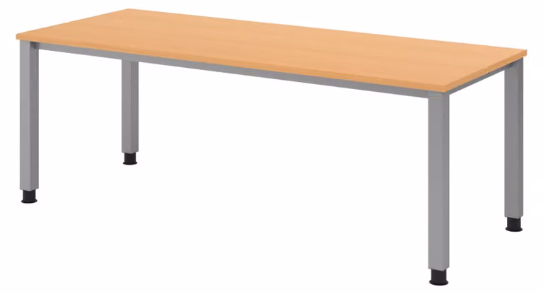 Scrivania bümö Serie Q - Struttura: argento, finitura: faggio, dimensioni: 200 x 80 cm
