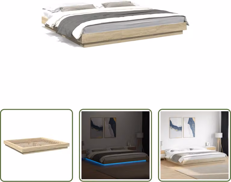 The Living Store Giroletto con LED rovere Sonoma 200x200 cm Materiale in legno