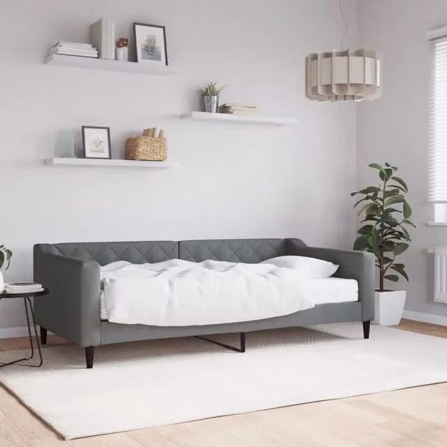 Divano Letto con Materasso Grigio Scuro 90x190 cm in Tessuto 3197419
