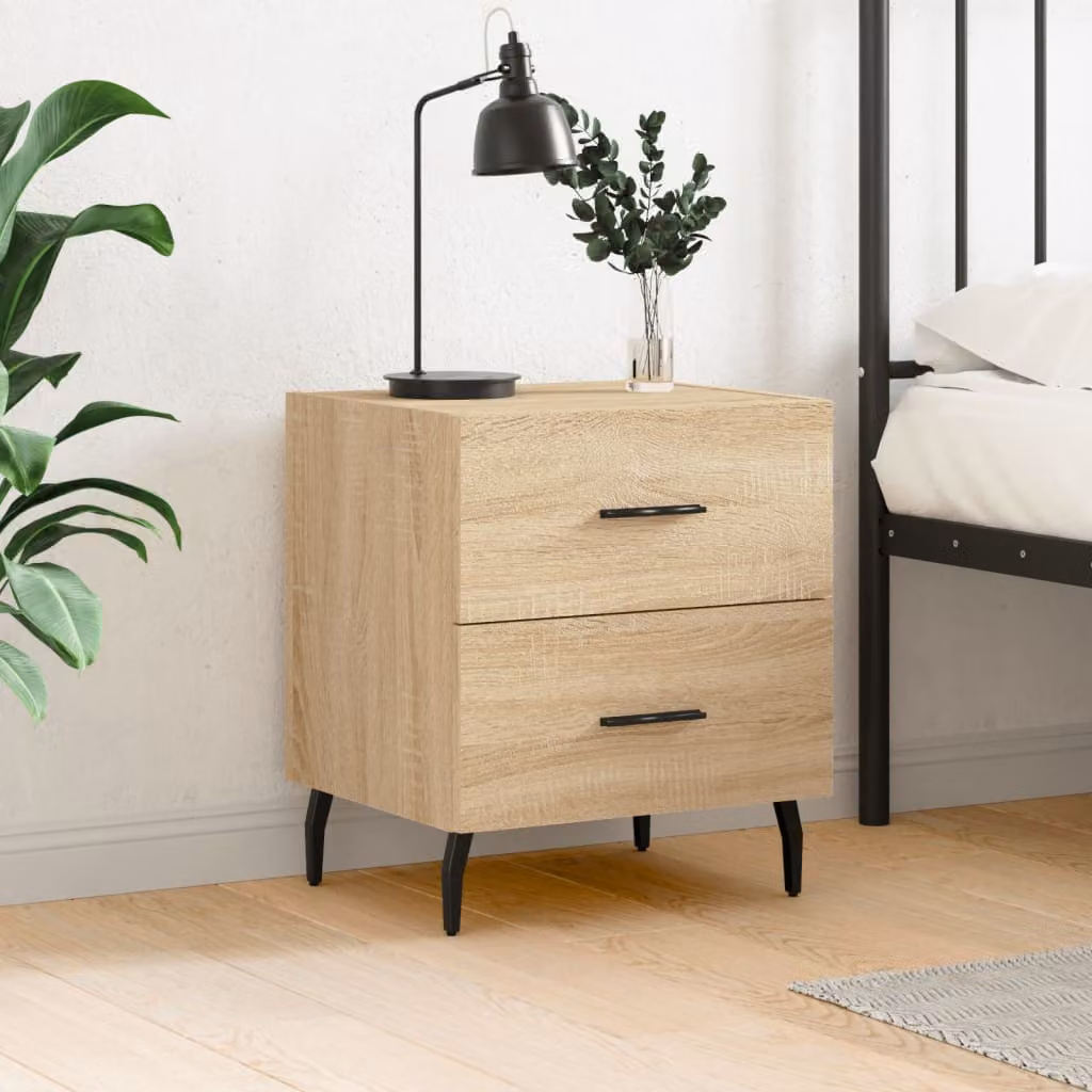Comodino vidaXL in Rovere Sonoma e Legno Multistrato, Design Moderno, L 40 cm x P 35 cm x H 47,5 cm