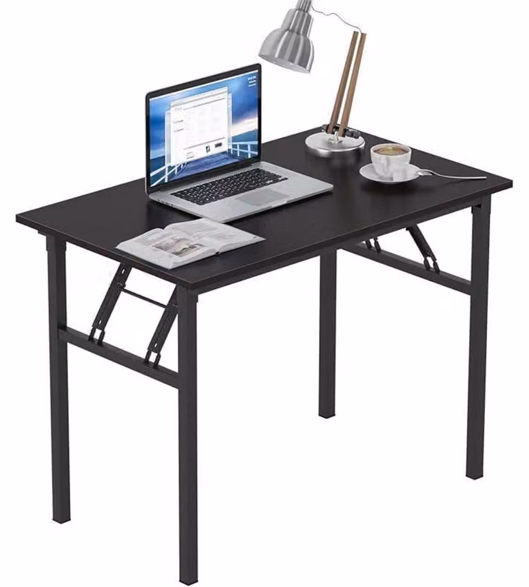 Scrivania pieghevole, scrivania per computer, legno, nero, 100x60 cm
