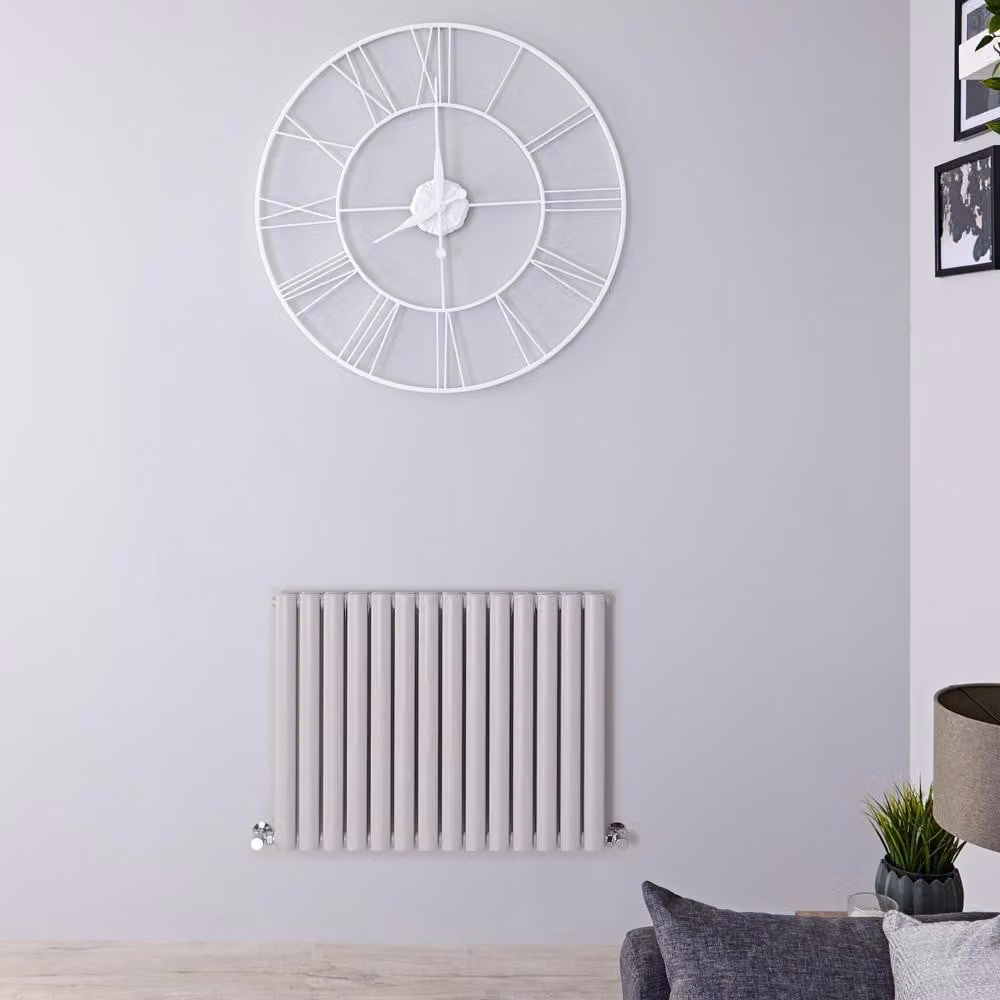 Radiatore di Design Orizzontale Doppio Grigio Chiaro - 635 x 826mm - 1030W - Revive