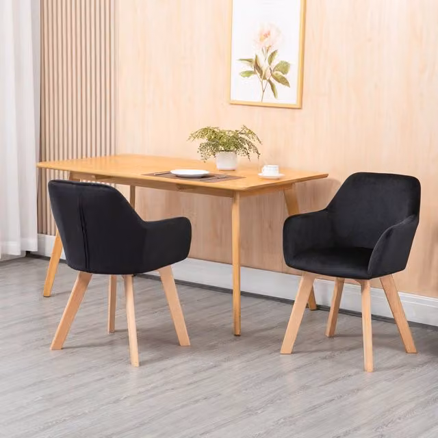 Set da 2 sedie da pranzo OKWISH ergonomiche con braccioli allungati e schienale imbottito in poliestere nero L: 54 cm, P: 57 cm, H: 80 cm