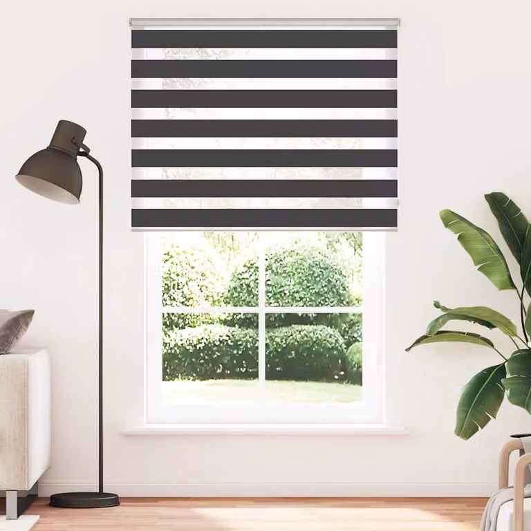 vidaXL Tenda a Rullo Zebra Nero Larghezza Tessuto 135,9 cm Poliestere
