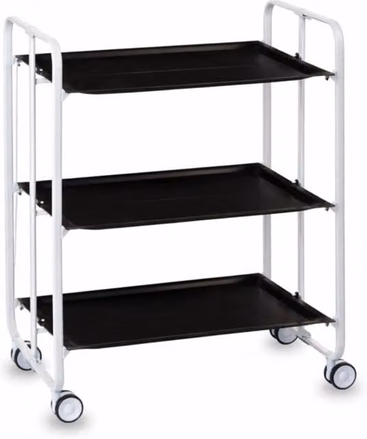 Carrello da cucina pieghevole bianco con ruote BAUHAUS 3 ripiani