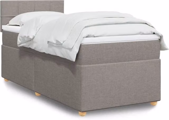 Letto Ibrido con Giroletto a Molle e Materasso vidaXL in Tessuto, Colori Beige, Bianco e Grigio, L/P: 100 x 200 cm