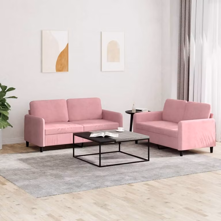 Maison Exclusive - Set divano a 2 posti in velluto rosa