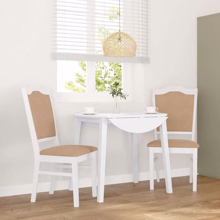 Set di 2 sedie da pranzo vidaXL con cuscini in legno di Hevea bianco e marrone