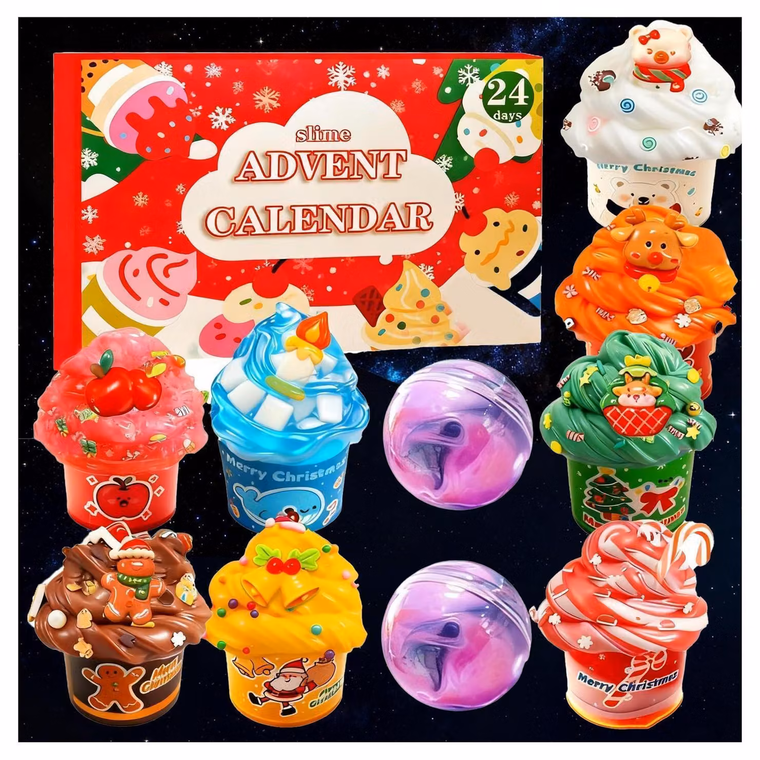 Calendario dell'Avvento "Schleim" 2026 per bambini, kit fai-da-te per 24 giorni, regalo per bambine e bambini