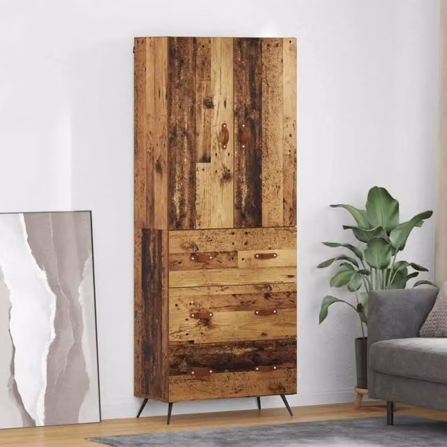 Credenza-Buffet-Armadio da cucina Legno vecchio 69,5 x 34 x 180 cm Legno multistrato 579444