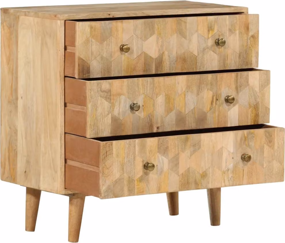 vidaXL Cassettiera 70x35x70 cm in legno massiccio di mango