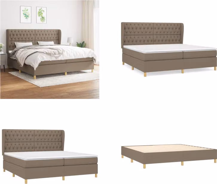 vidaXL Letto boxspring con materasso Taupe 200x200 cm in tessuto - Letto boxspring - Boxspringbetten - Bett - Schlafzimmermöbel
