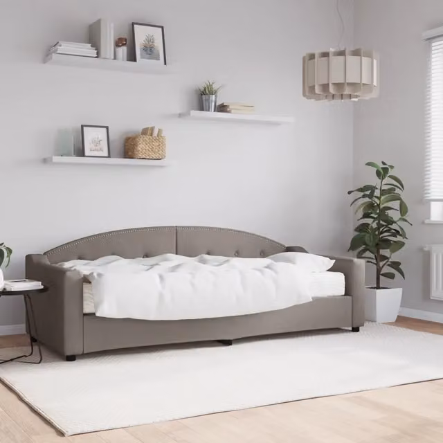 Divano Letto con Materasso Tortora 80x200 cm in Tessuto 3197510