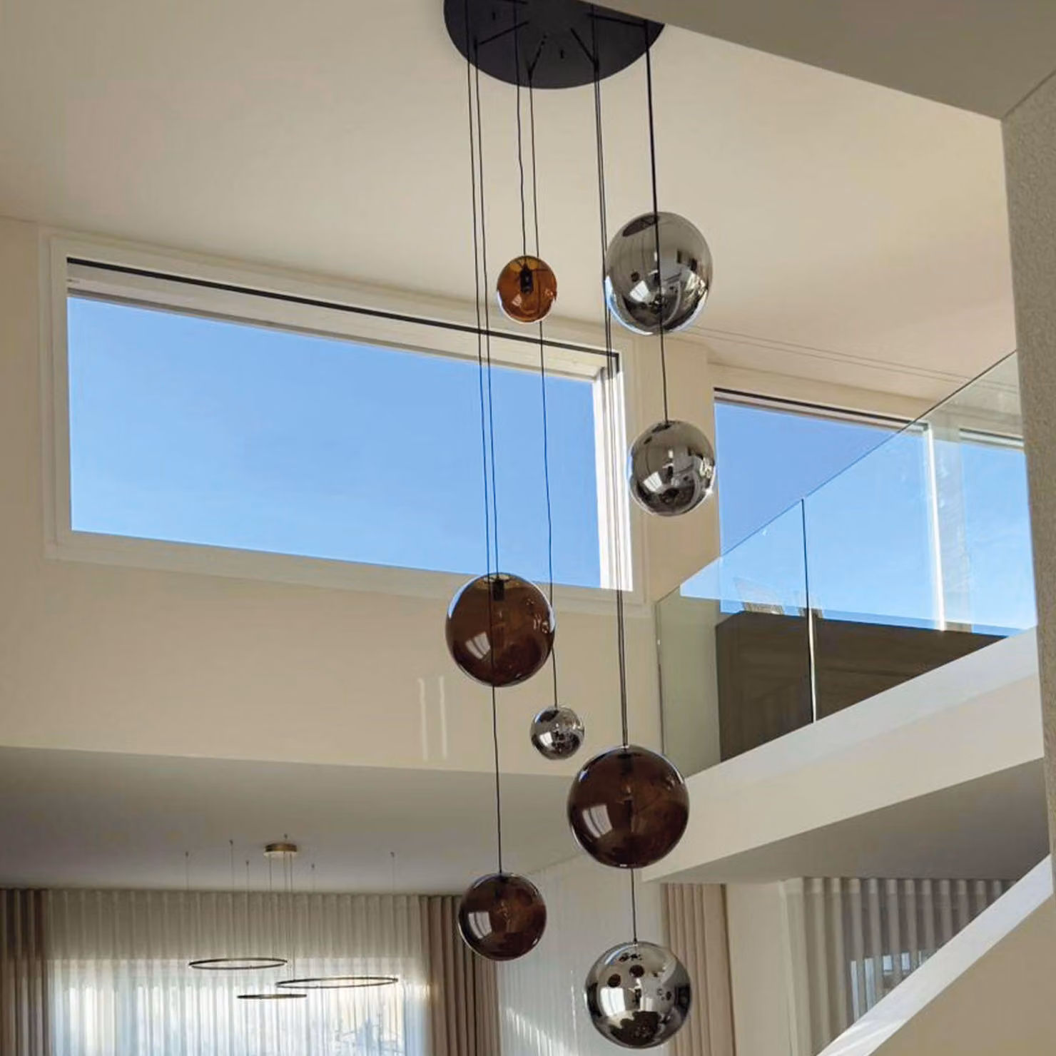 s.luce Orb glass globe gallery lamp 5m sospensione gallery lamp oro/chiaro Ø 50cm rotonda