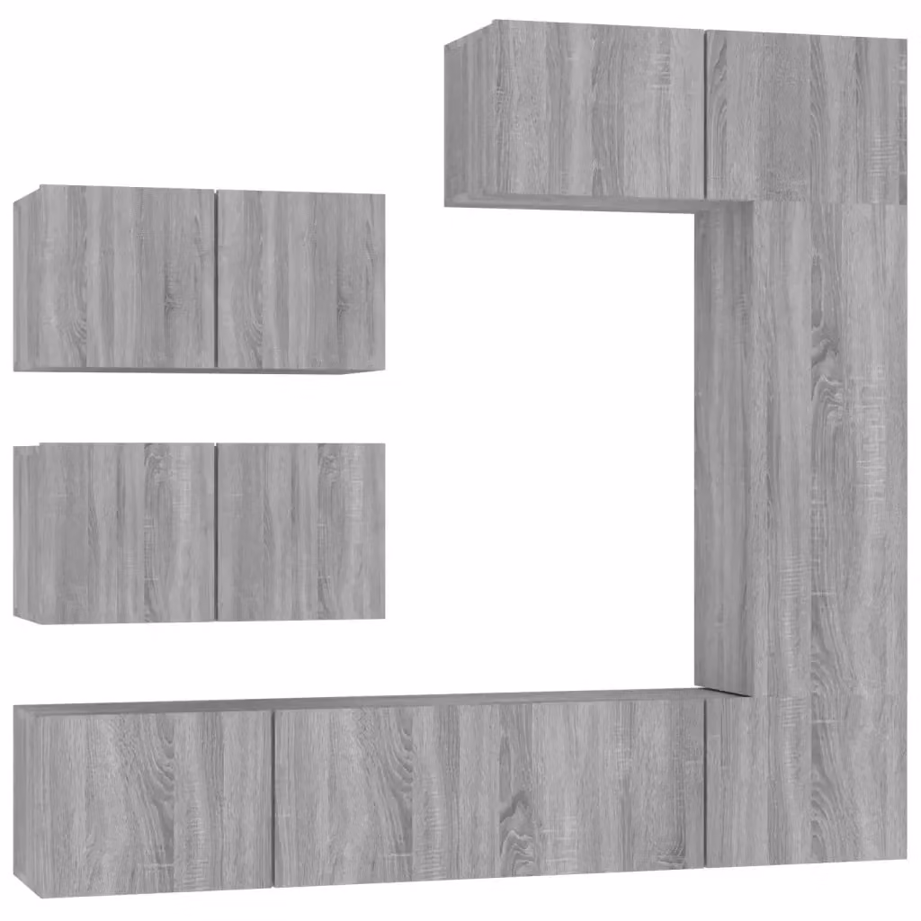 vidaXL Set di Mobili Porta TV 6 pz Grigio in Legno e MDF – 2