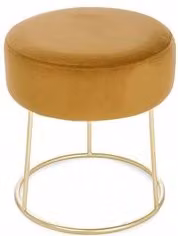 Pouf cilindrico CLARISSA Bizzotto in velluto giallo e oro con base in metallo
