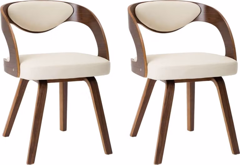 Sedie da Pranzo 2 pz in Legno Curvato e Pelle finta Crema