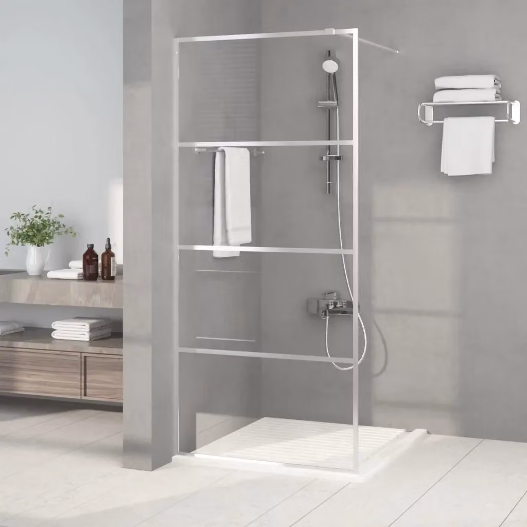 Parete Doccia Walk in DESIGN IN Argento con Vetro Trasparente ESG L: 90 cm, H: 195 cm – 2