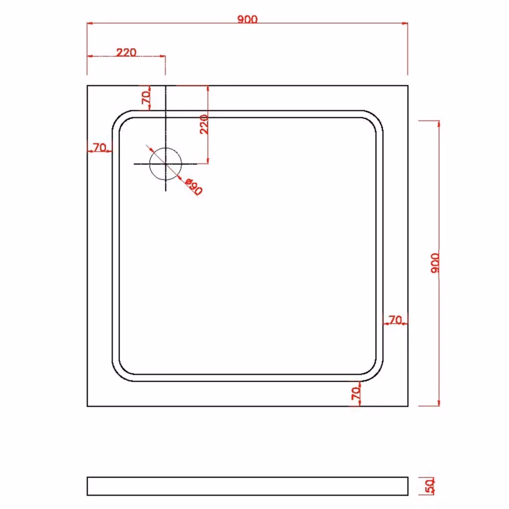 Piatto doccia quadrato Selene LANERI bianco L/P/H: 90 x 90 x 5 cm – 2