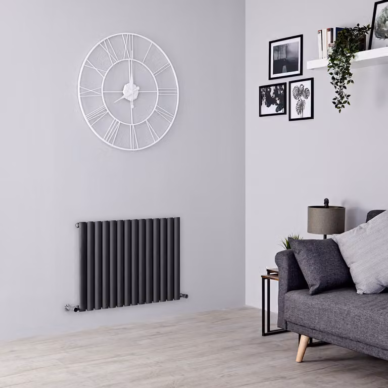Radiatore di Design Orizzontale Antracite -  600mm x 826mm  - Pannello Singolo  - Revive