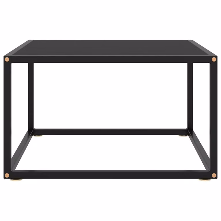 Tavolino da Salotto Nero con Vetro Nero 60x60x35 cm