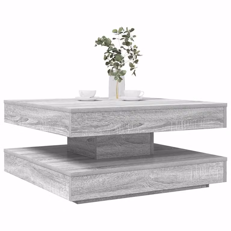 vidaXL Tavolino da Caffè Moderno con Piano Girevole a 360 Gradi Grigio L/P/H: 70 x 70 x 34,5 cm