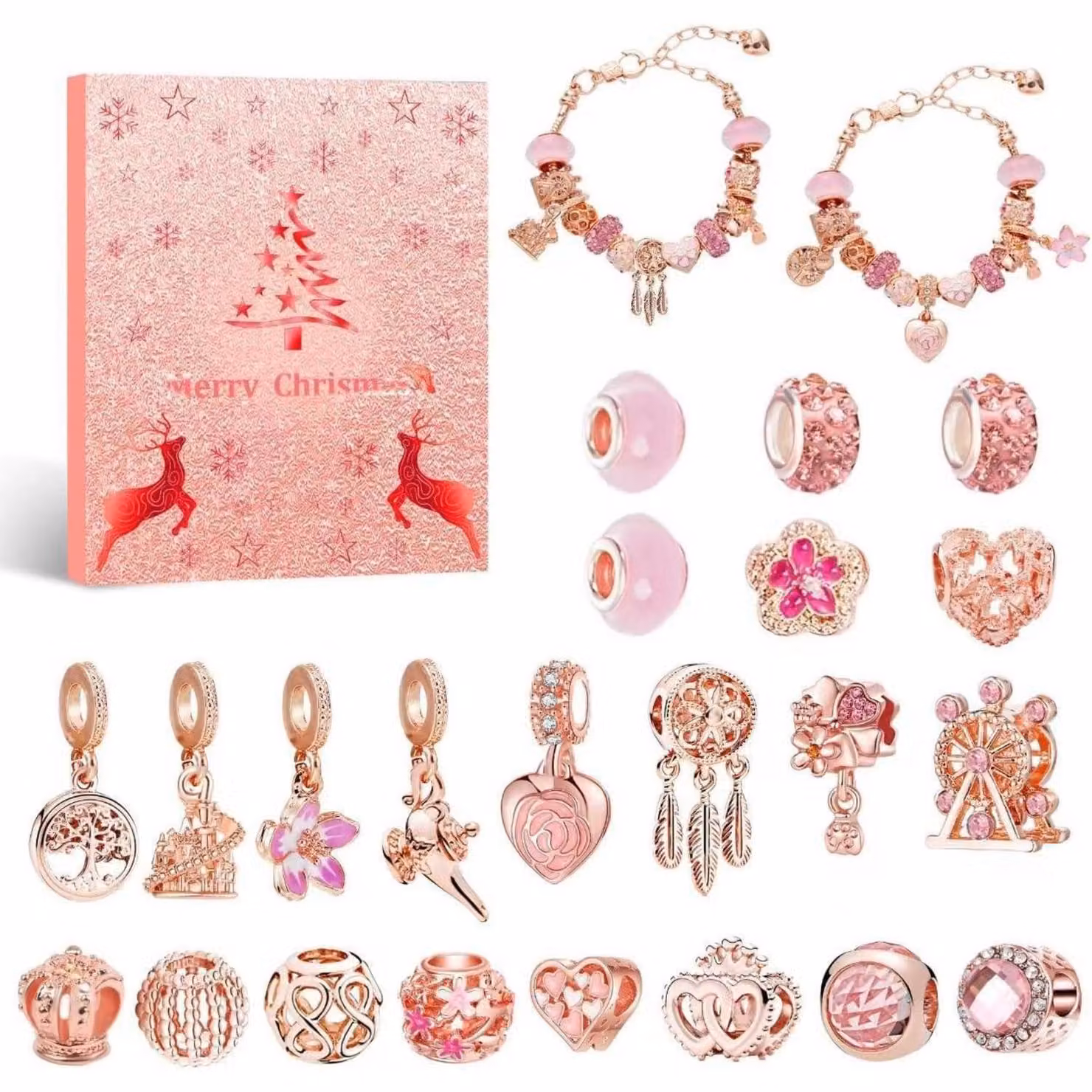 Calendario dell'Avvento 2024 Ragazze Kit Bracciale Gioielli Fai Da Te Blu