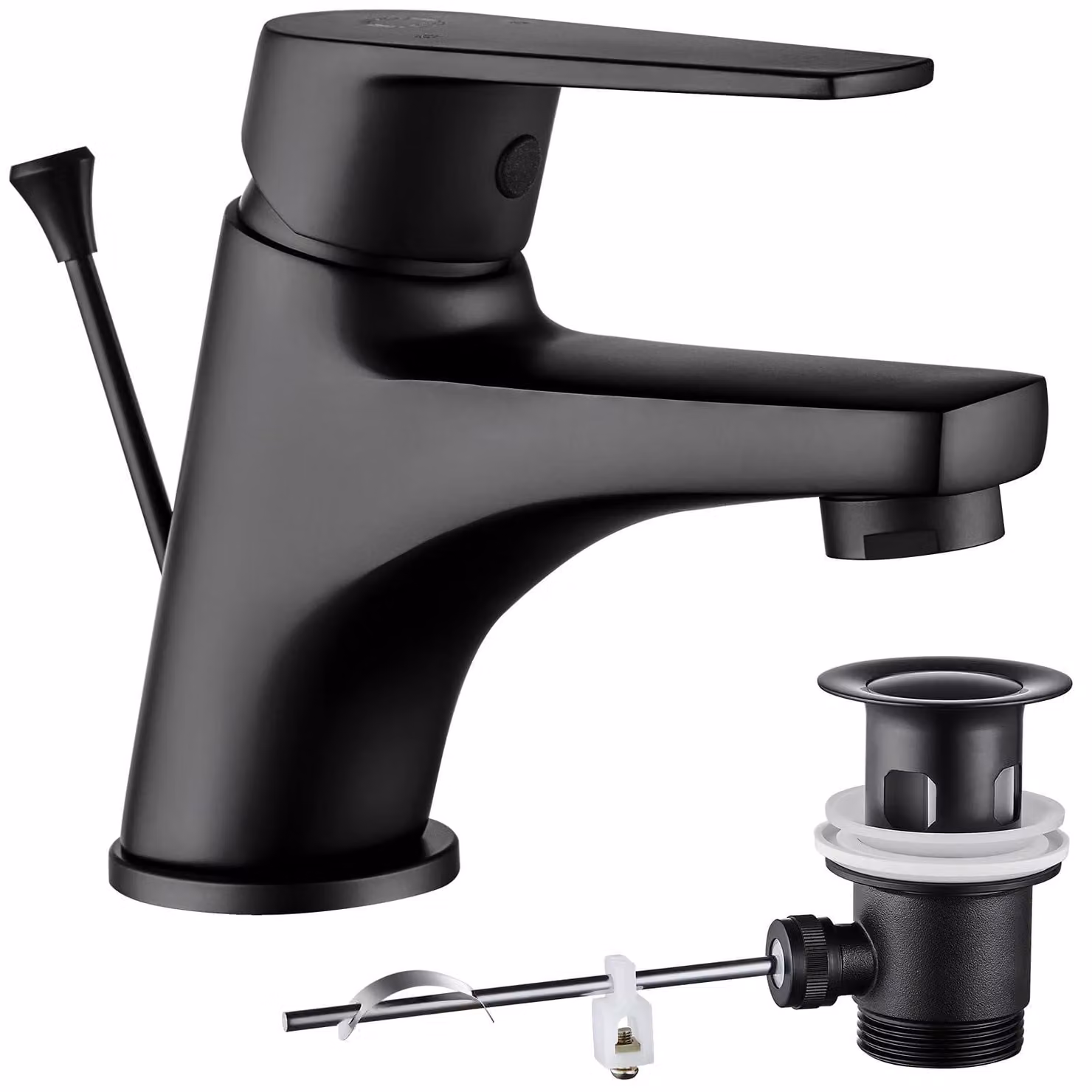 Rubinetto per lavabo nero opaco con alzata regolabile, altezza del beccuccio 57 mm, in ottone