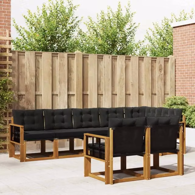 Set di divani da esterno 8 pz Naturale e Nero 3368791