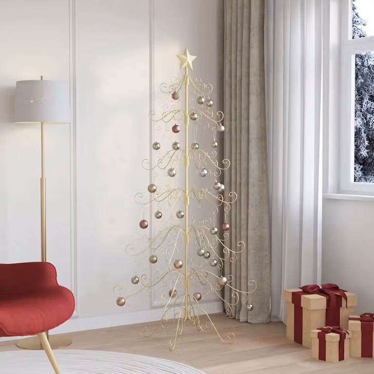 Albero di Natale moderno in metallo vidaXL, colore oro, Altezza: 180 cm