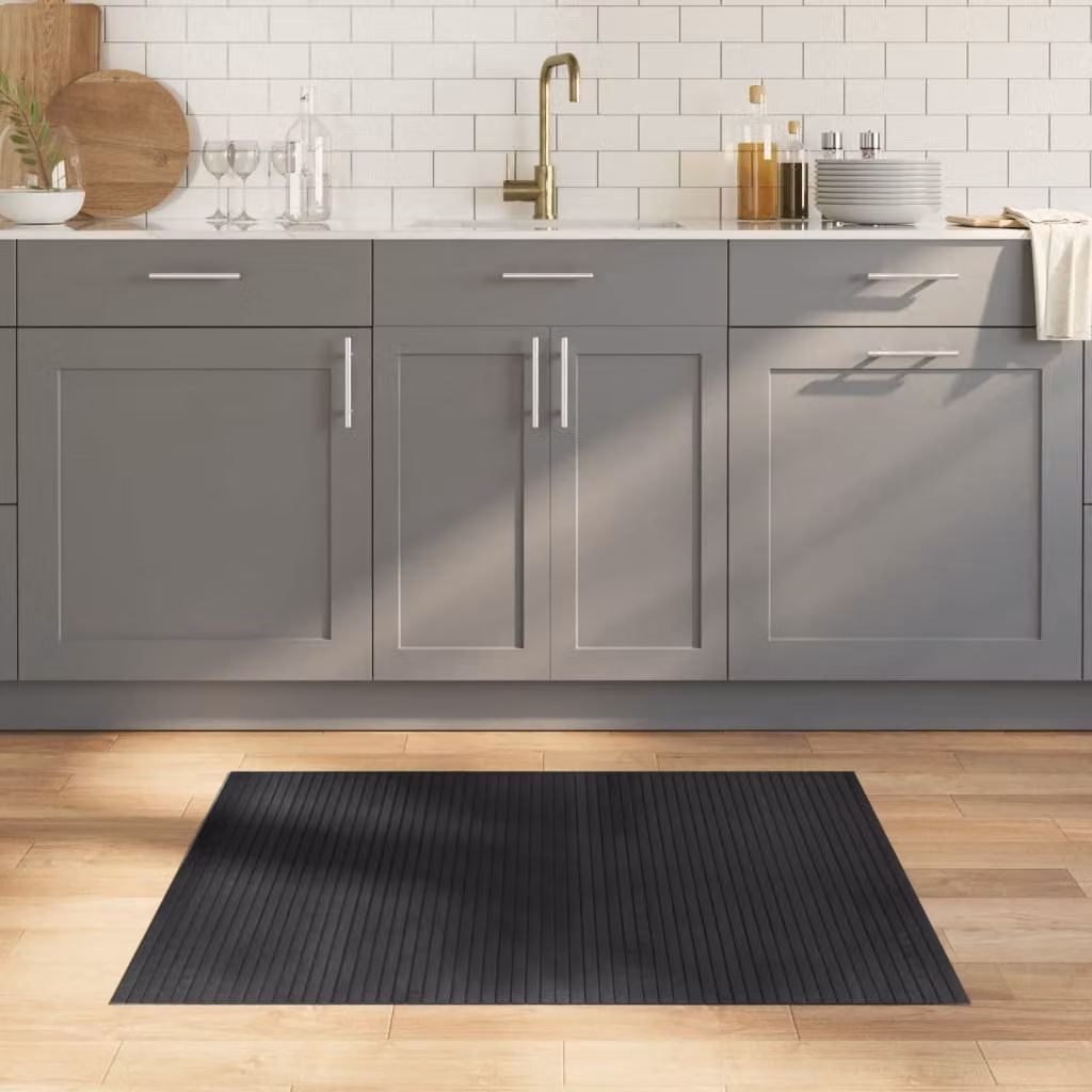 vidaXL Tappeto Rettangolare Moderno Grigio in Bambù e Polipropilene Antiscivolo L: 100 cm, P: 80 cm