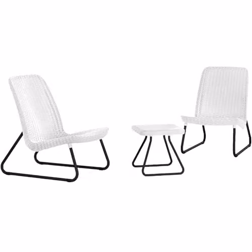 Set Mobili da Giardino Tavolino 2 Poltrone Bianco Rio Balcony