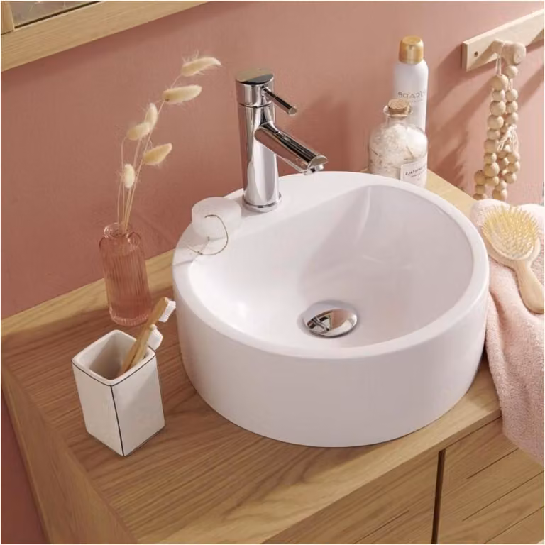 Lavabo da appoggio rotondo in resina Nori