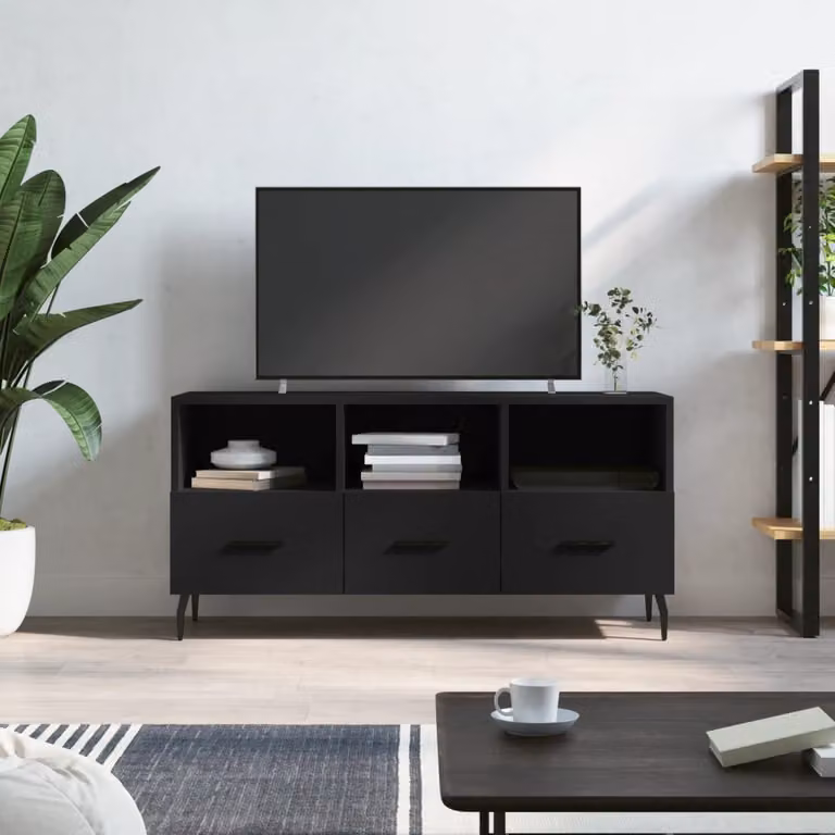 vidaXL Mobile Porta TV Moderno Nero in Legno e Metallo L: 102 cm, P: 36 cm, H: 50 cm