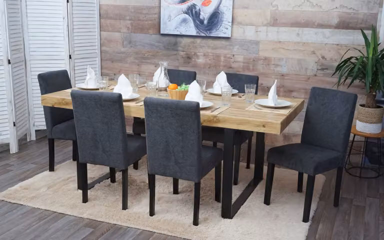 set di 6 sedie per sala da pranzo Sedia da cucina Littau ~ tessuto, grigio antracite, gambe scure