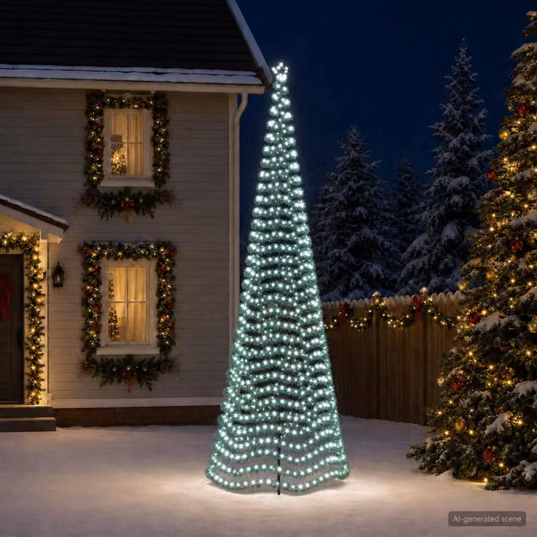 vidaXL Albero di Natale a LED in tinsel con picchetto EKENAS 500 cm