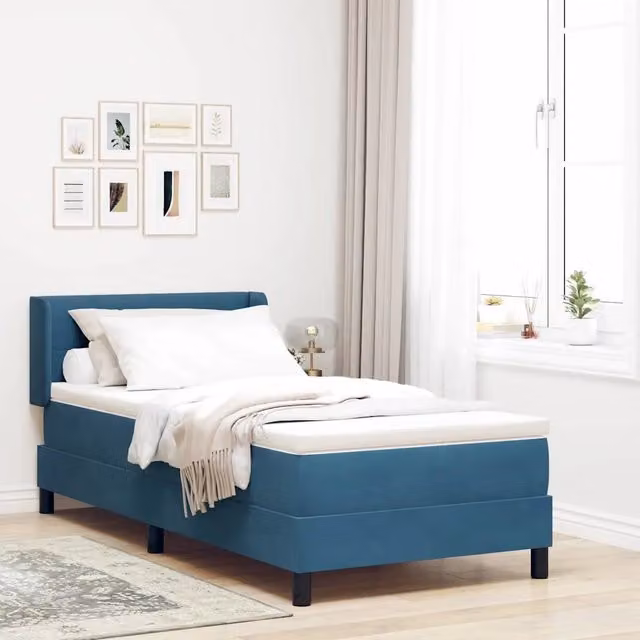 Letto Ibrido con Testiera in Velluto Blu vidaXL L: 200 cm, P: 80 cm, H: 140 cm