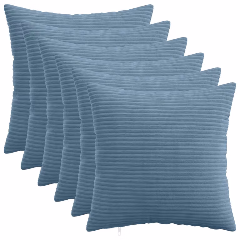 Set di 6 federe vidaXL HEERLEN blu in velluto a coste, L 45 x P 45 cm
