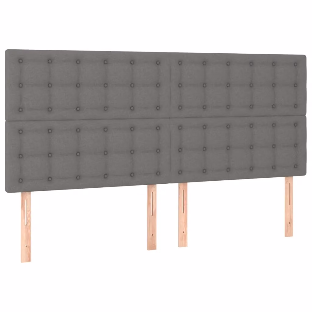 Testiera decorativa Design Mania in tessuto grigio con struttura in legno e larice, L: 200 cm, P: 5 cm, H: 118/128 cm – 2
