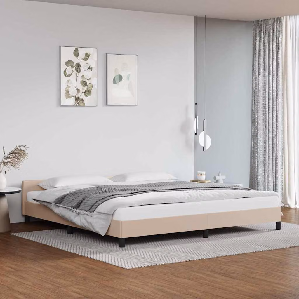 vidaXL Giroletto con Testiera Imbottito Cappuccino L/P/H: 200 x 200 x 207 cm