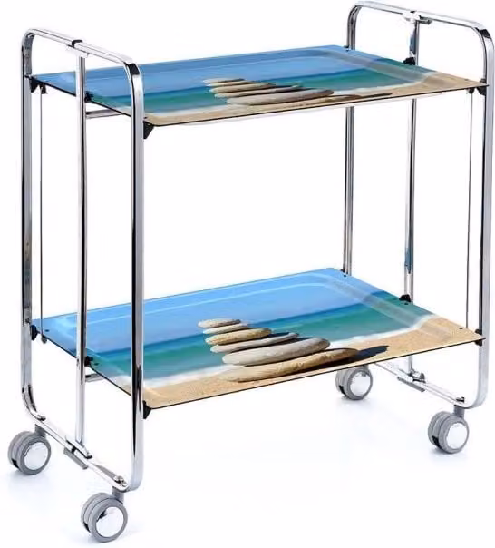 Carrello da cucina pieghevole cromato con ruote BAUHAUS 2 ripiani