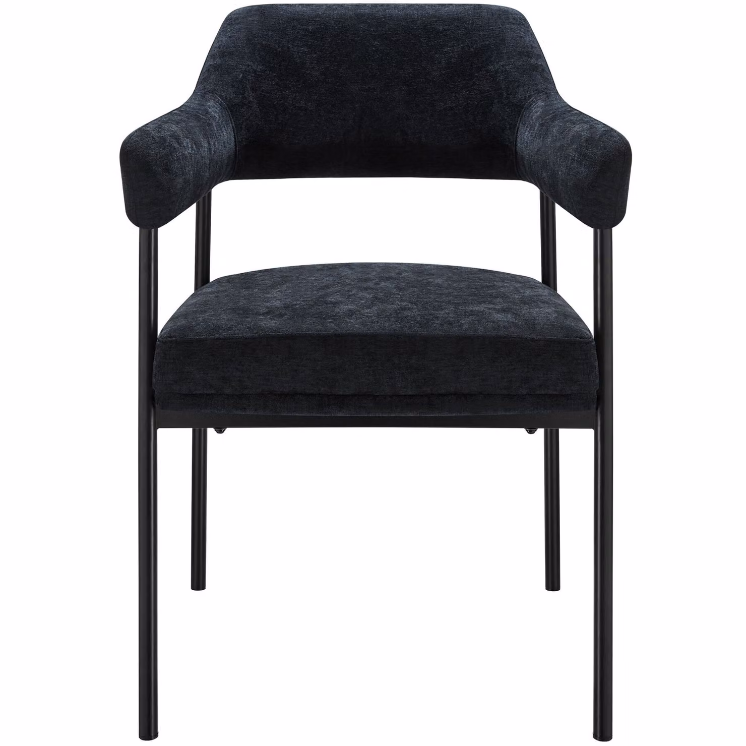 Set di 4 sedie moderne tectake in tessuto nero con struttura in metallo per soggiorno, cucina o ufficio, L/P/H: 48 x 58 x 85 cm – 3
