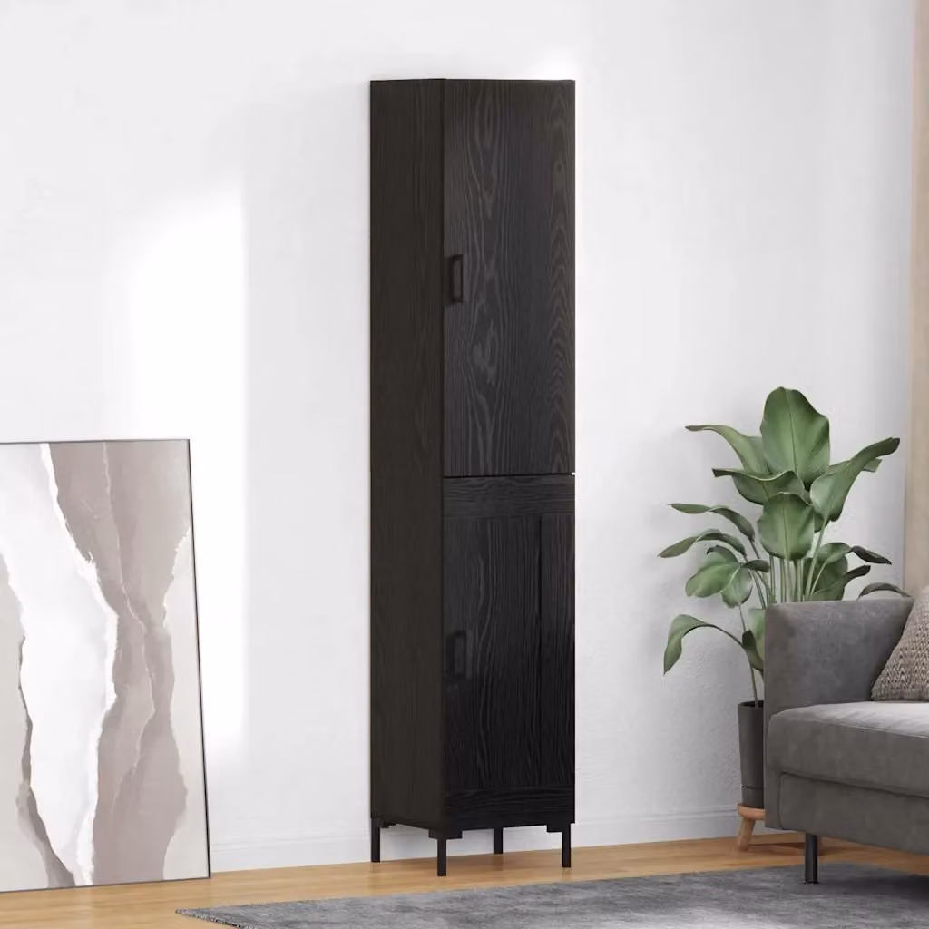 Credenza Buffet e Madia Moderna in Legno Multistrato Rovere e Nero L/P/H: 34,5 x 34 x 180 cm – 2