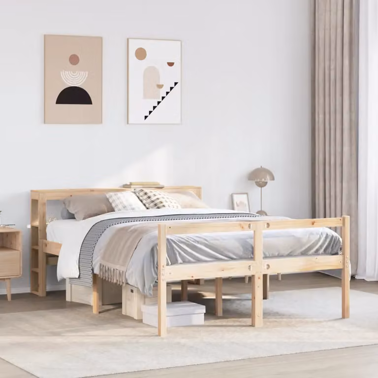 Letto per anziani vidaXL in legno massello di pino marrone con testiera L/P: 140 x 190 cm