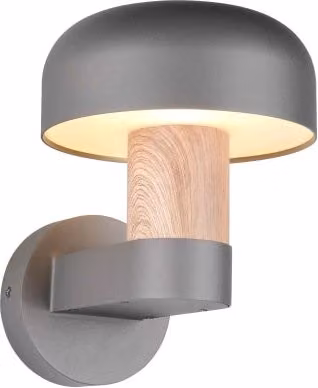 Applique da esterno Trio Lighting Fraser in alluminio e legno, colore grigio e legno, H 25 cm