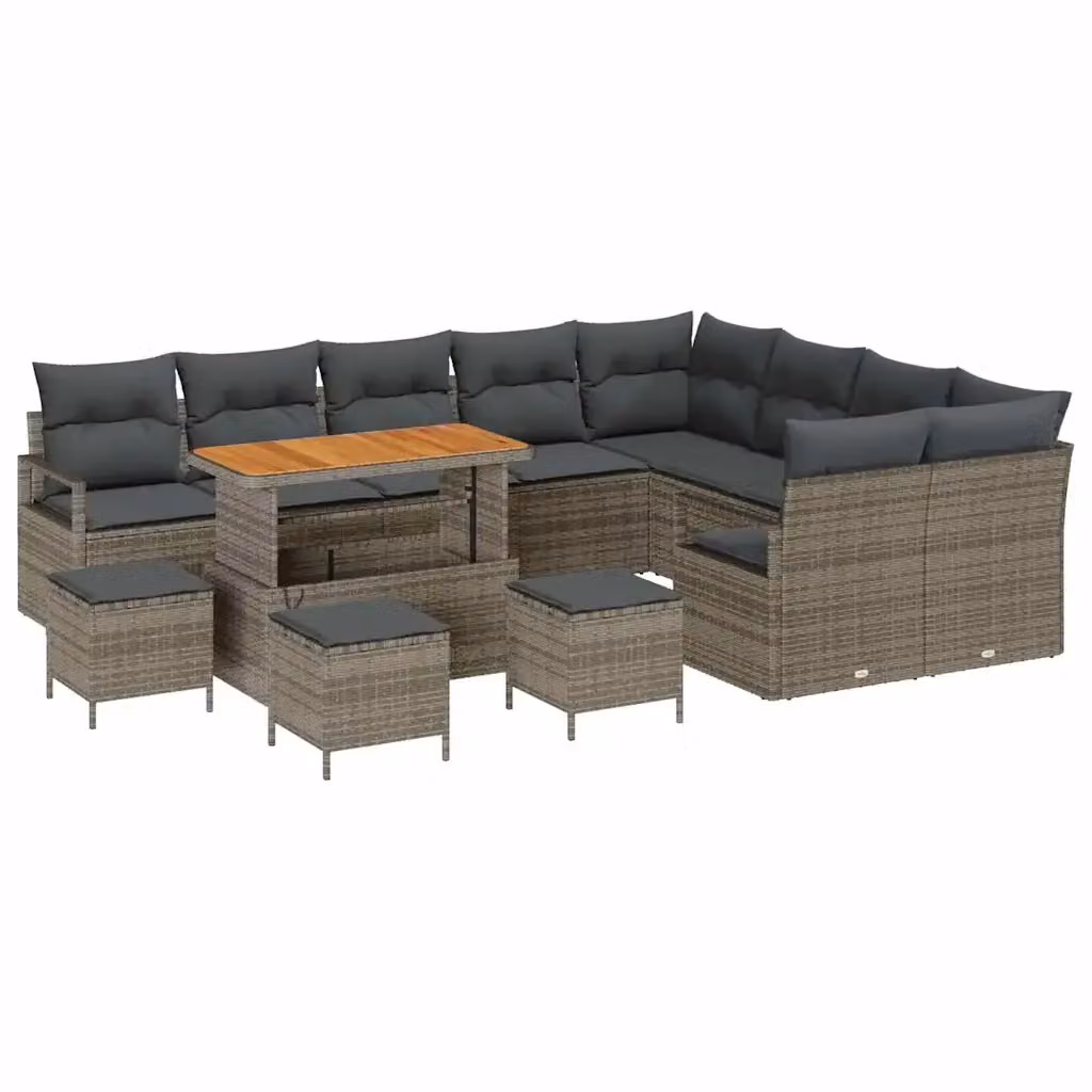 Set Divano da Giardino vidaXL 13 pz Grigio con Cuscini e Struttura in Metallo e Polyrattan – 2