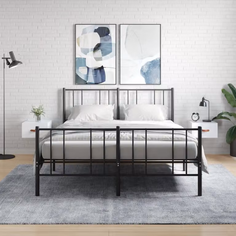 Set di 2 comodini da muro vidaXL in bianco lucido L 35 cm x P 35 cm x H 20 cm