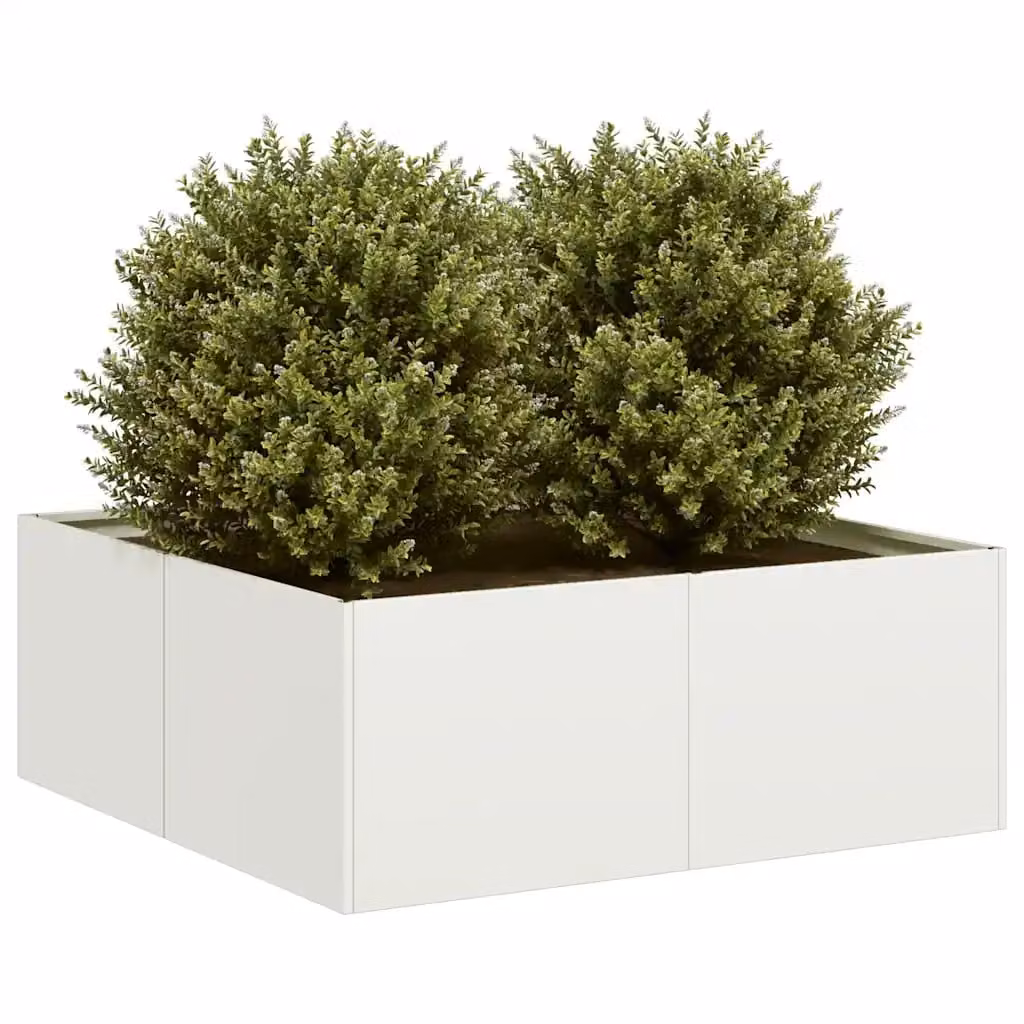 Fioriera bianca vidaXL in acciaio per orto e giardino L: 80 cm, P: 80 cm, H: 30 cm