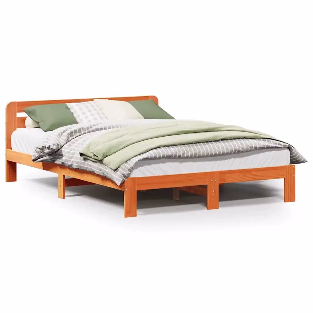 Letto senza materasso vidaXL in legno di pino marrone cera L 150 cm x P 200 cm – 2