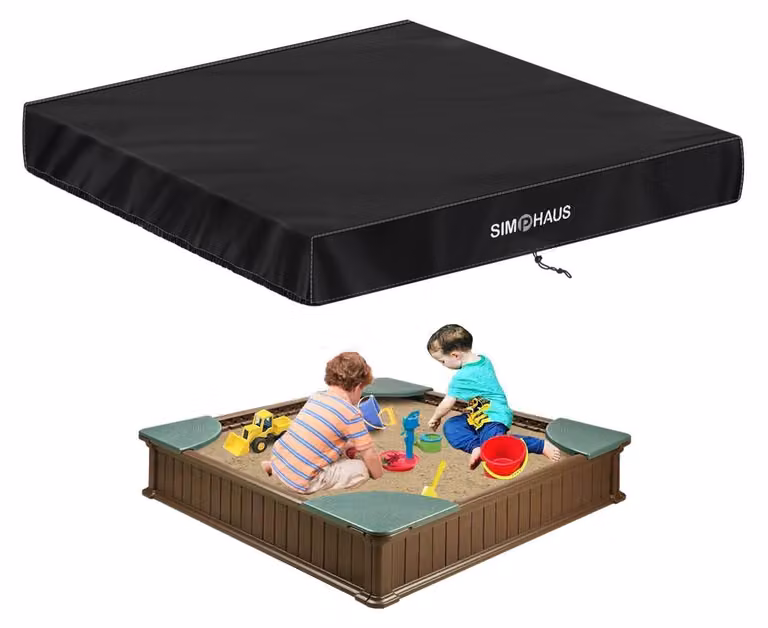 Telo copri-sabbiera, forma quadrata, dimensioni 155x155x20 cm, colore nero, tessuto Oxford 420D, impermeabile, resistente al vento, resistente ai raggi UV